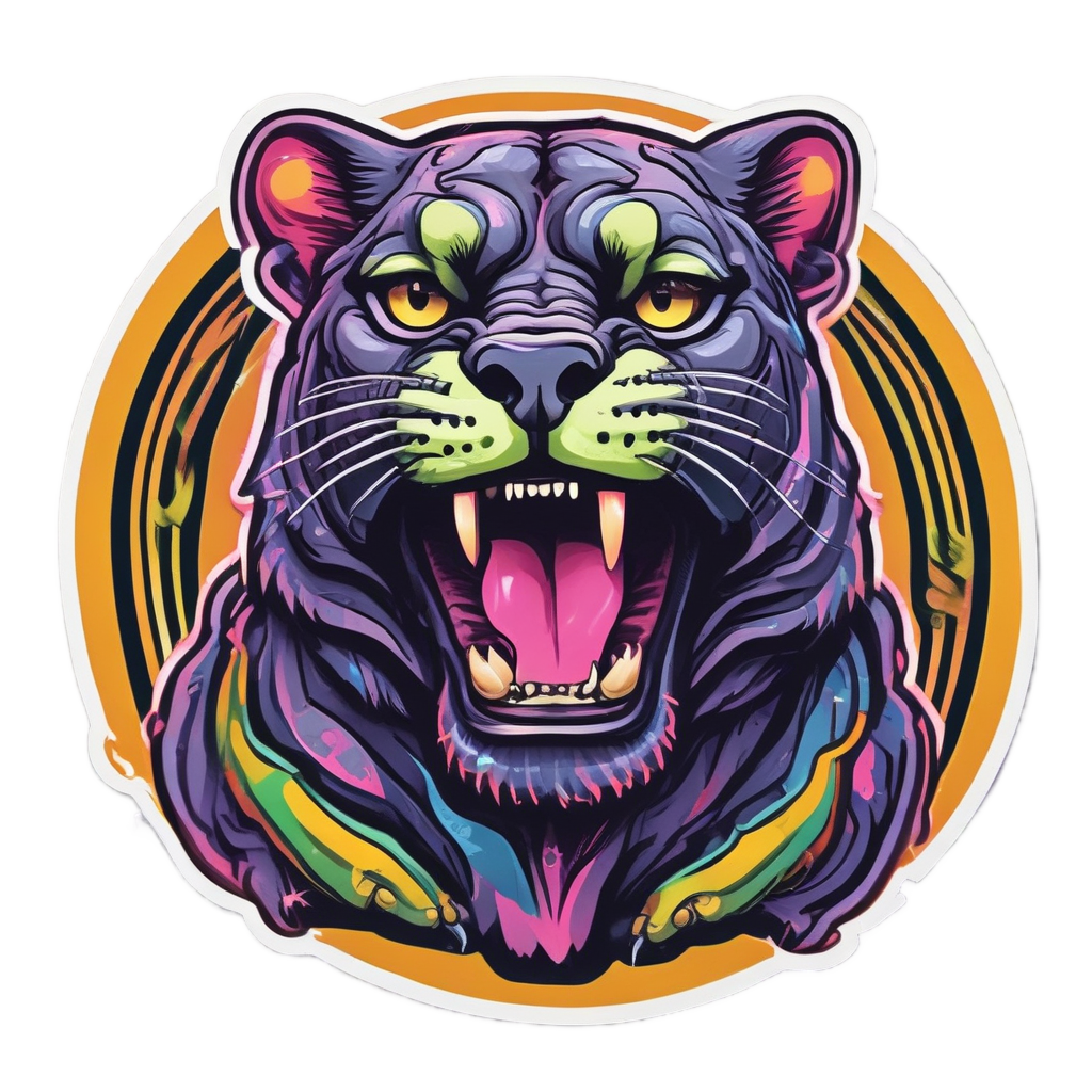 Panther Eating Neon Fruit — american traditional stickers