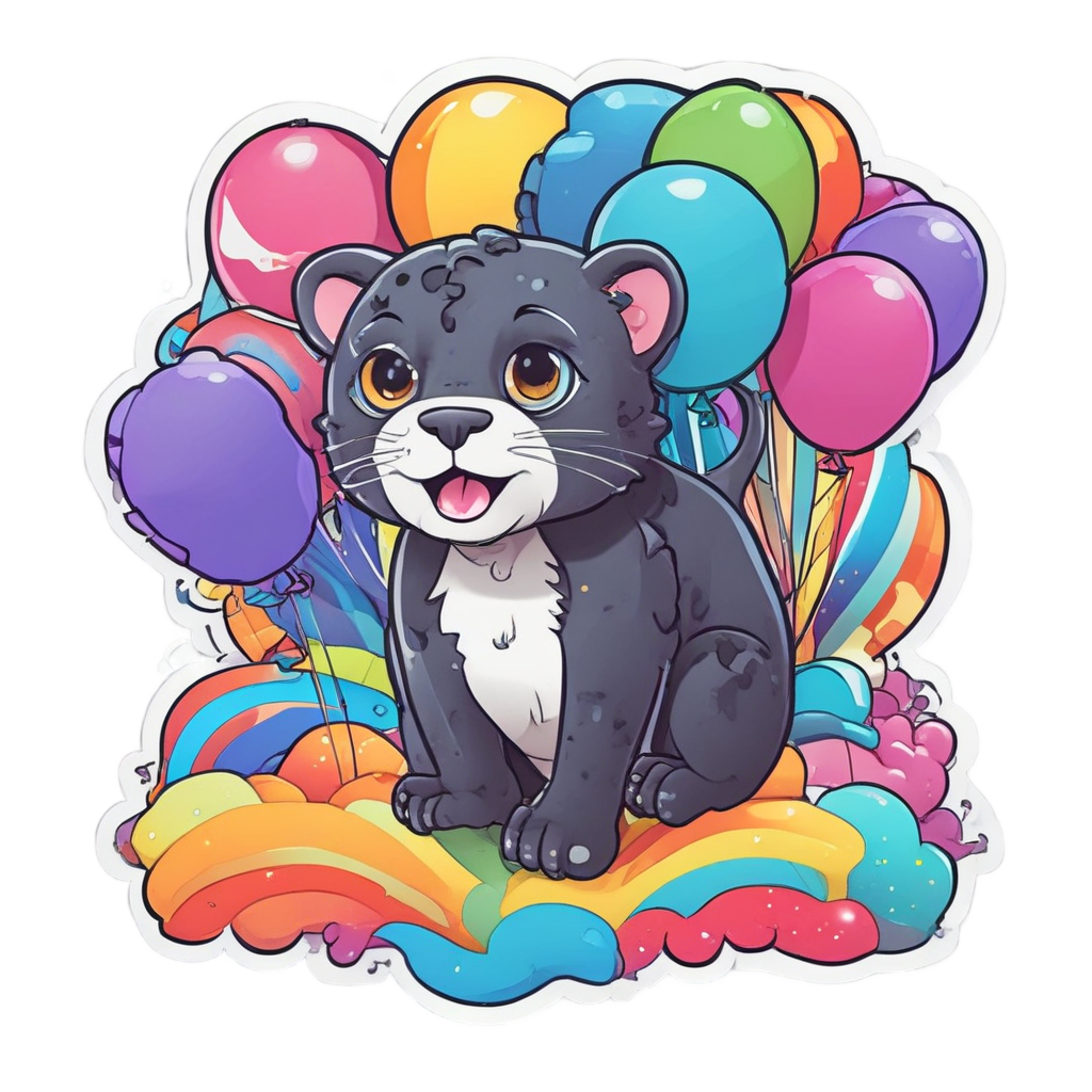 Panther with Balloon — american traditional stickers