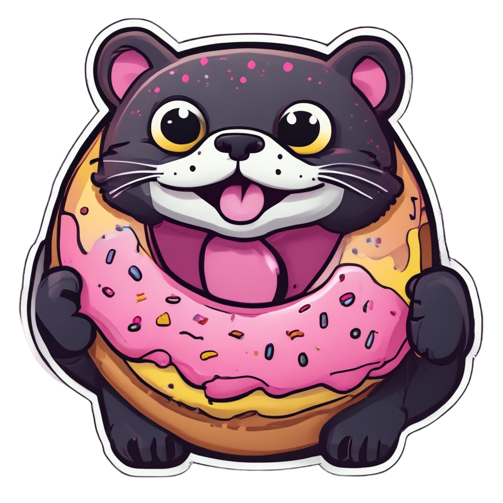 Panther with Giant Donut — american traditional stickers