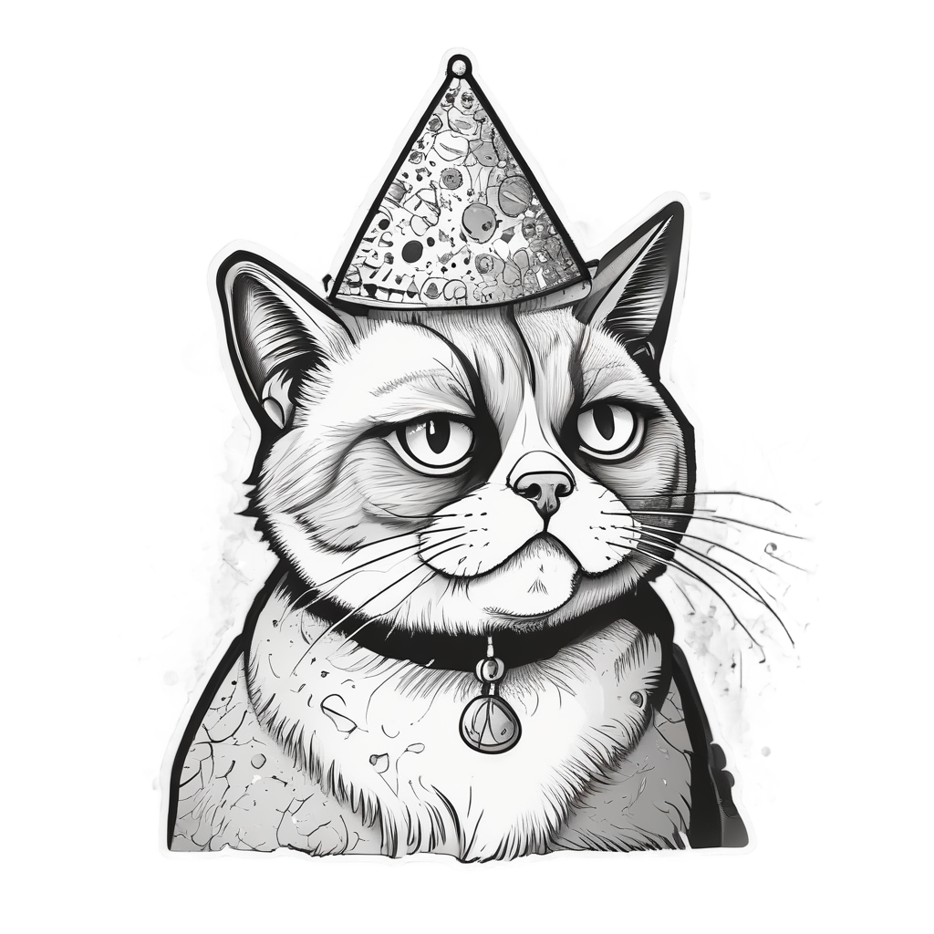 Party Hat Bad Mood — cats stickers