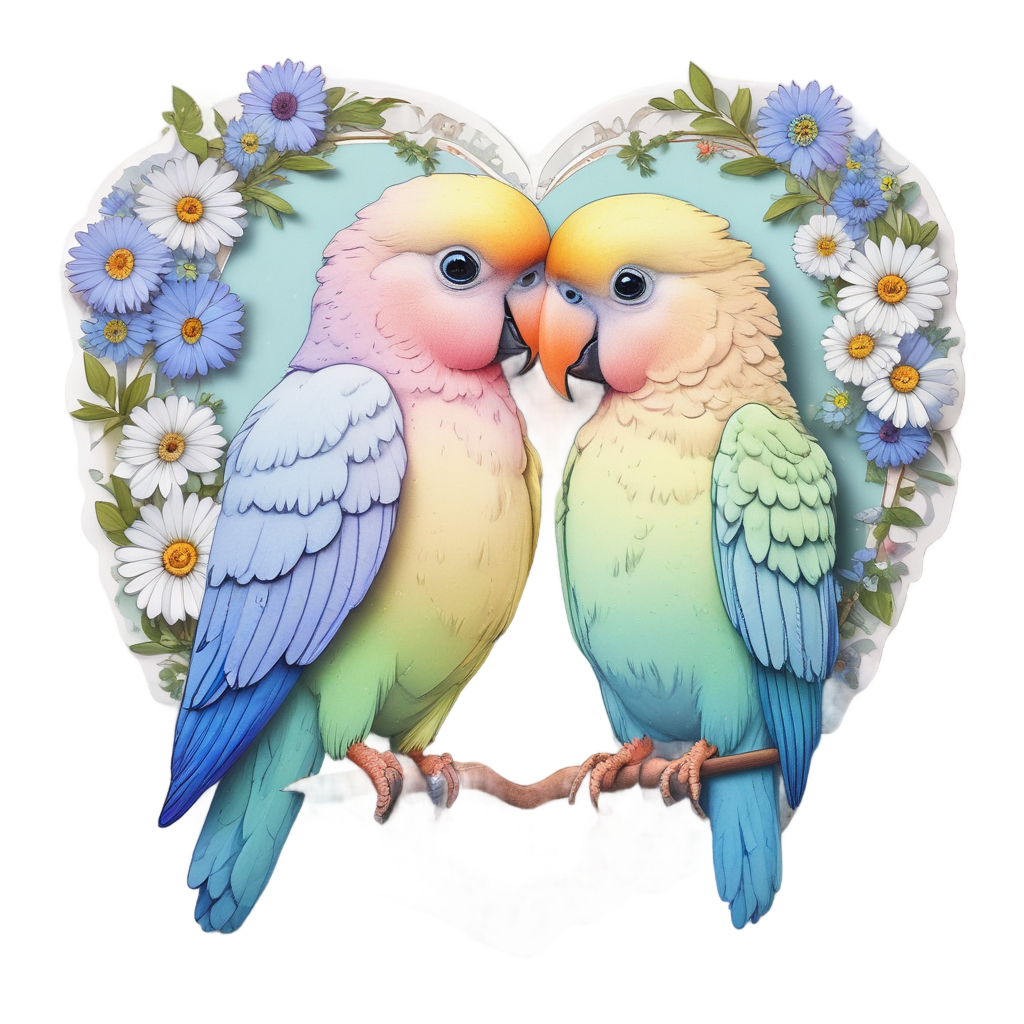 Pastel Lovebird Duo — birds stickers