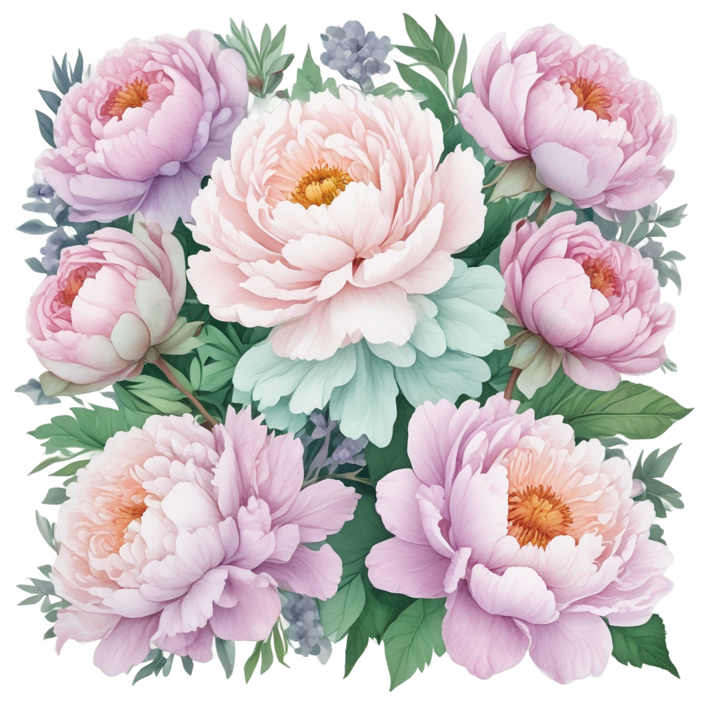 Pastel Peony Cascade — bouquets stickers