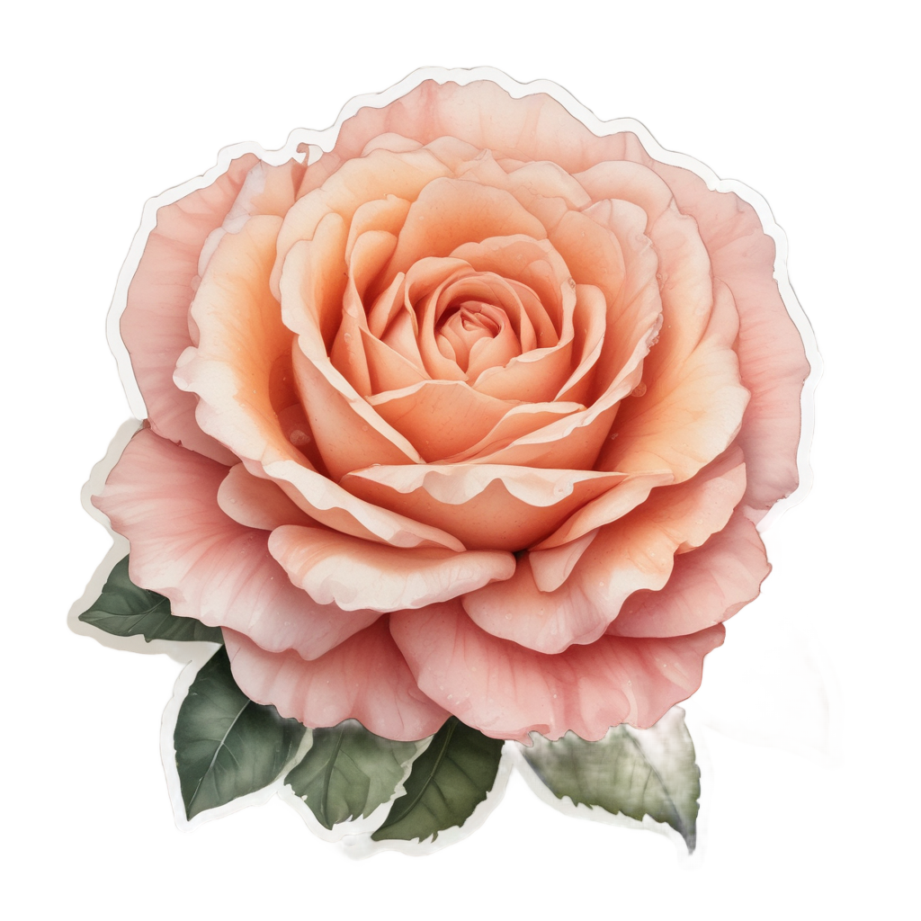 Peach Blossom Rose — single stem stickers