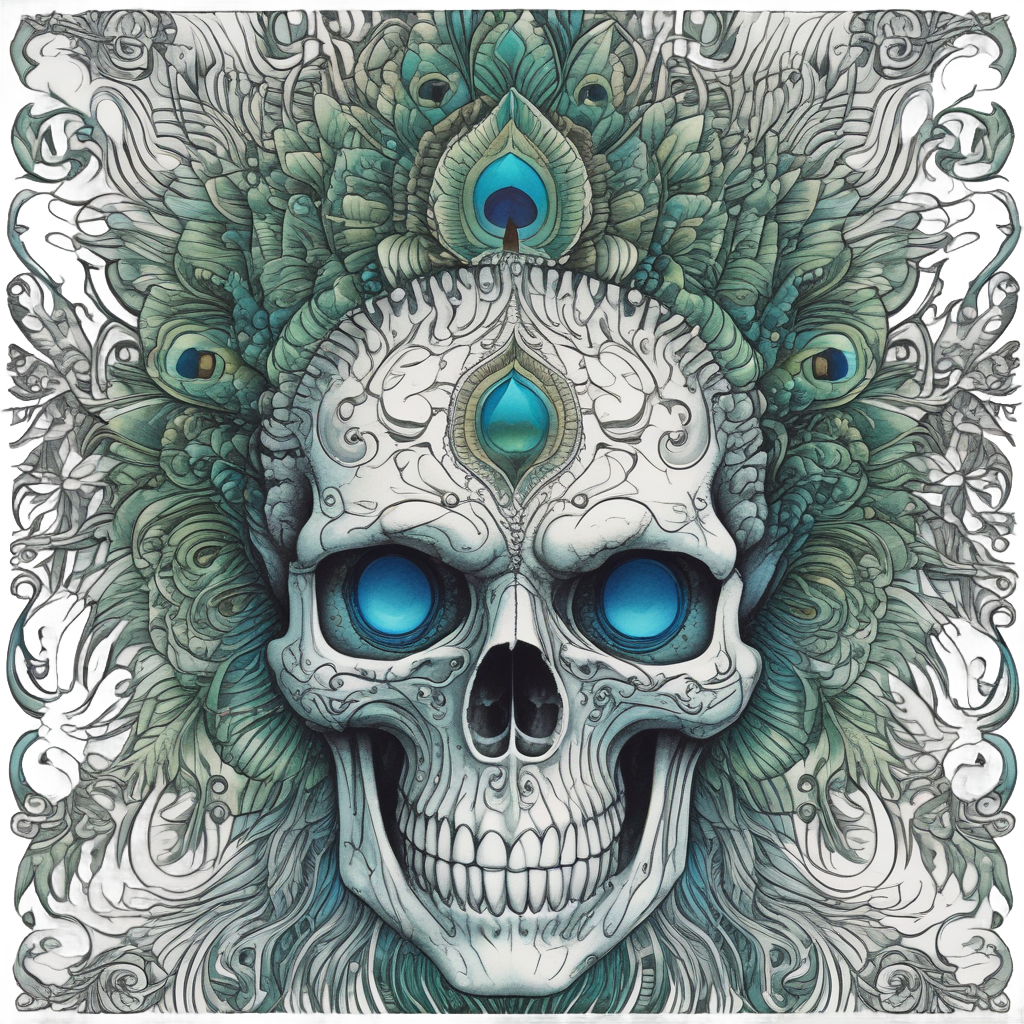 Peacock Eye Skull — boho skull stickers