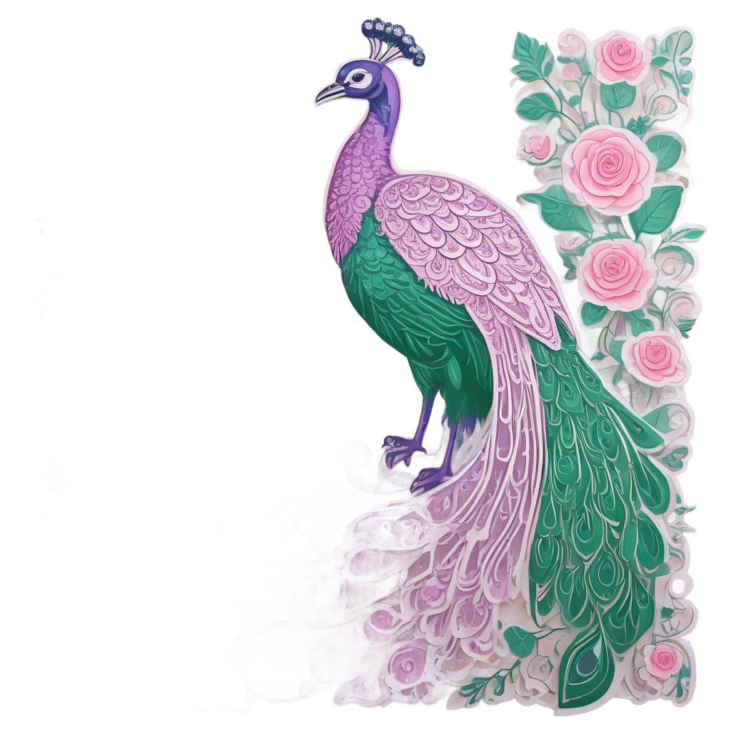 Peacock in Floral Crown — birds stickers