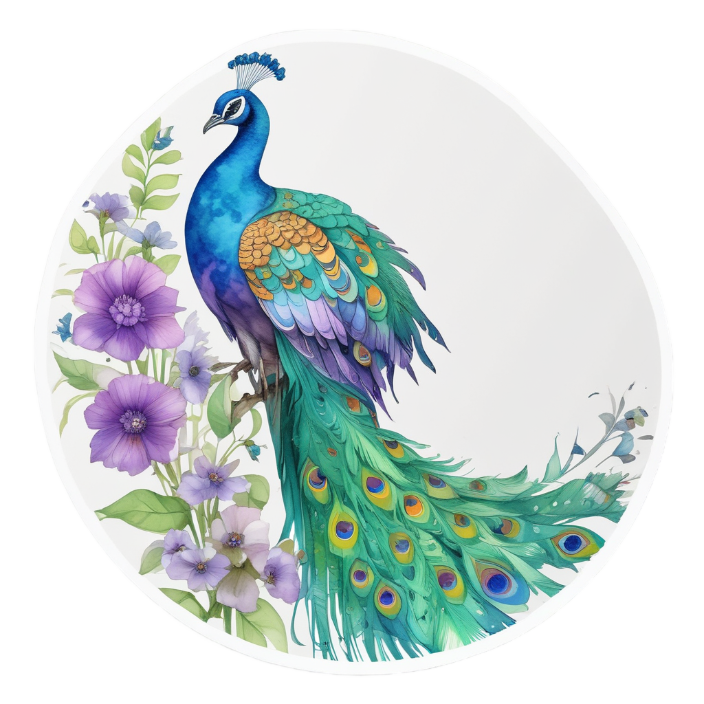 Peacock with Butterfly Friend — birds stickers