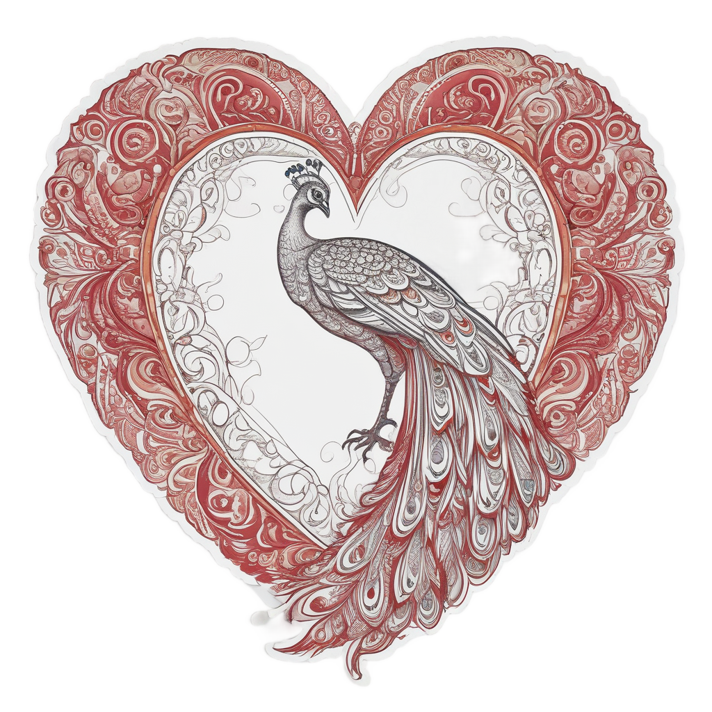 Peacock with Heart Tail — birds stickers