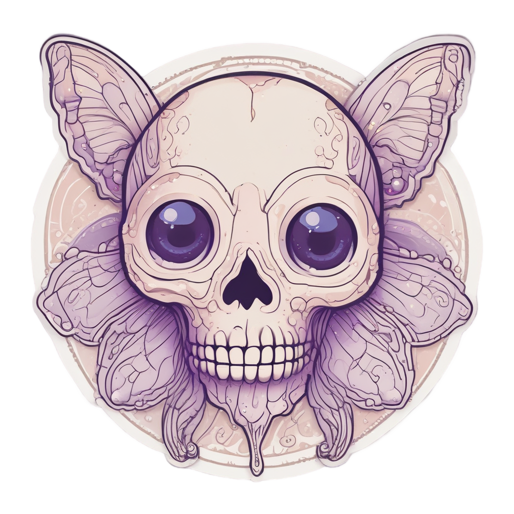 Pearly Moth Smile — line-art skull stickers