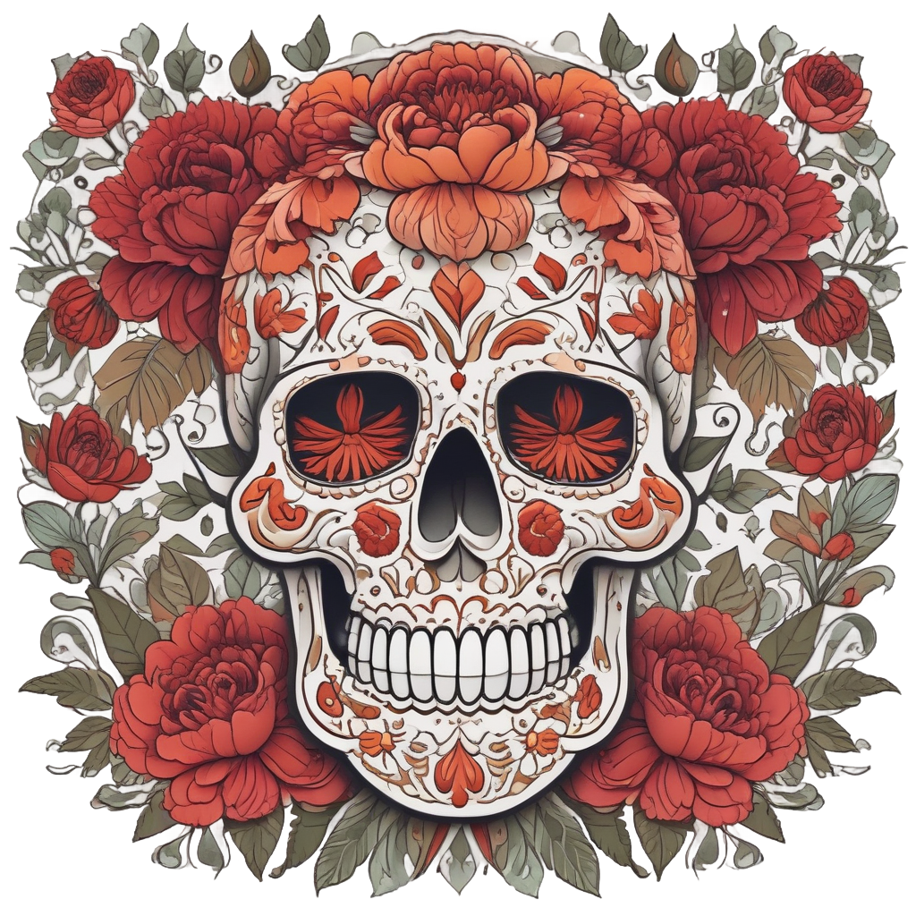 Peony Skull Art — bouquets stickers