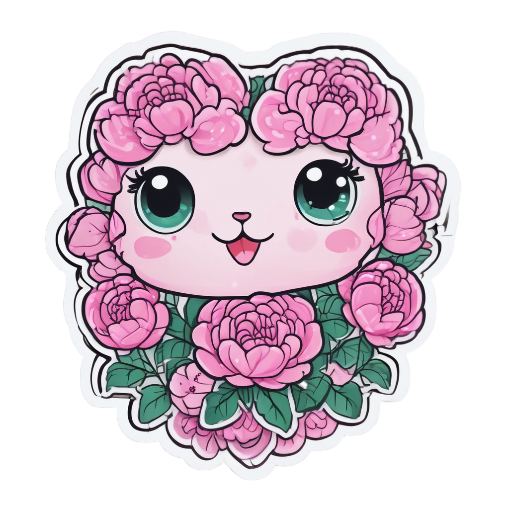 Peony with Heart Eyes — bouquets stickers