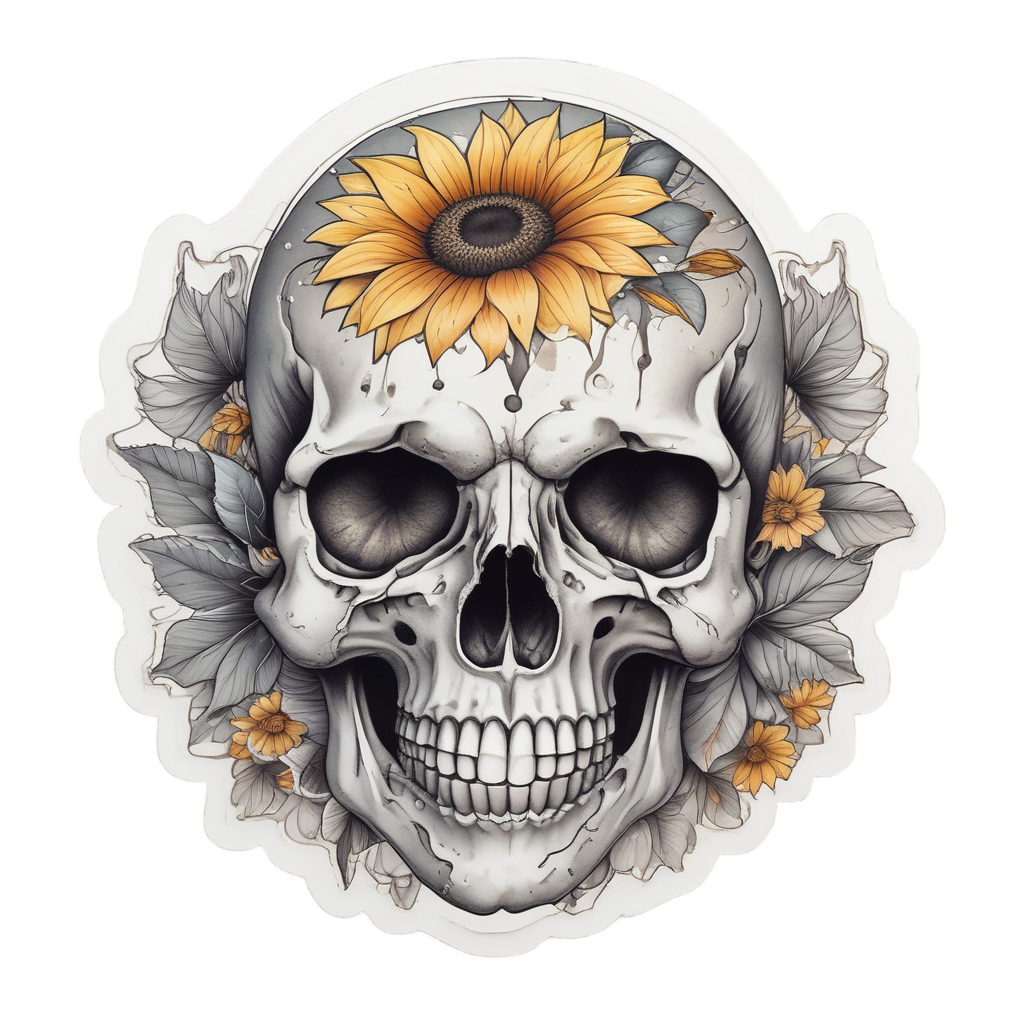 Petals in the Wind — floral skull stickers