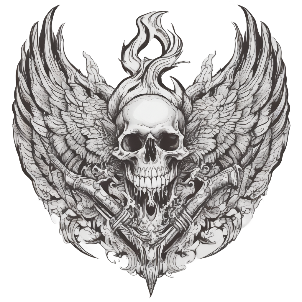 Phoenix Skull with Sword — flaming skull stickers