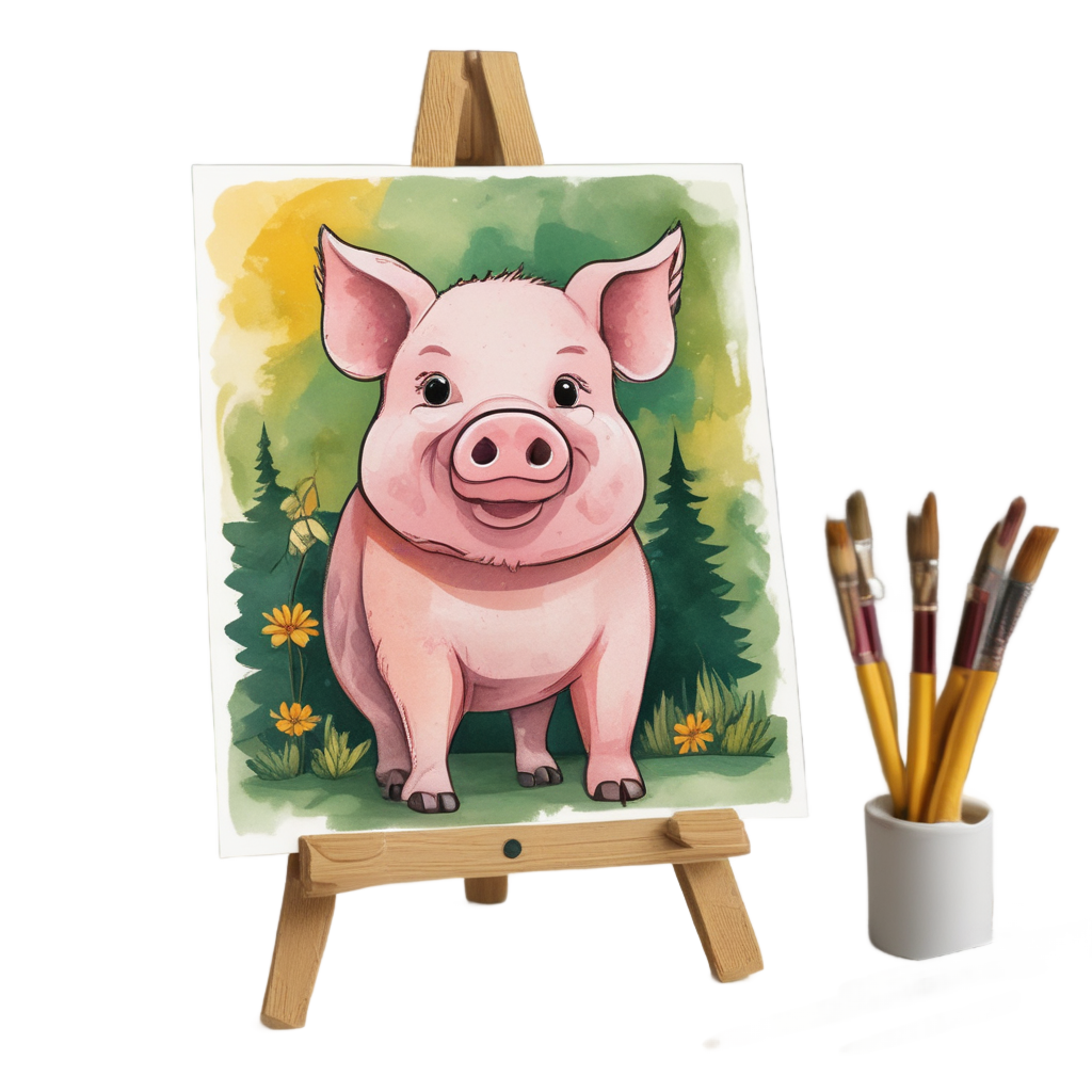 Pig Artist Retro — farm animals stickers