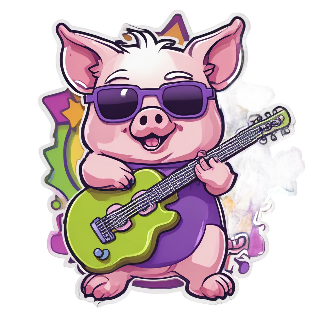 Pig Musician Jam — farm animals stickers