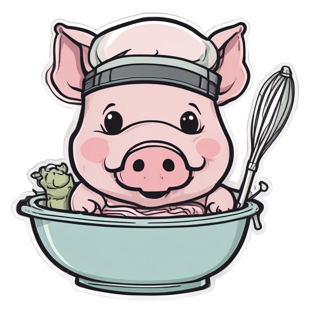 Pig with Chef Hat — farm animals stickers