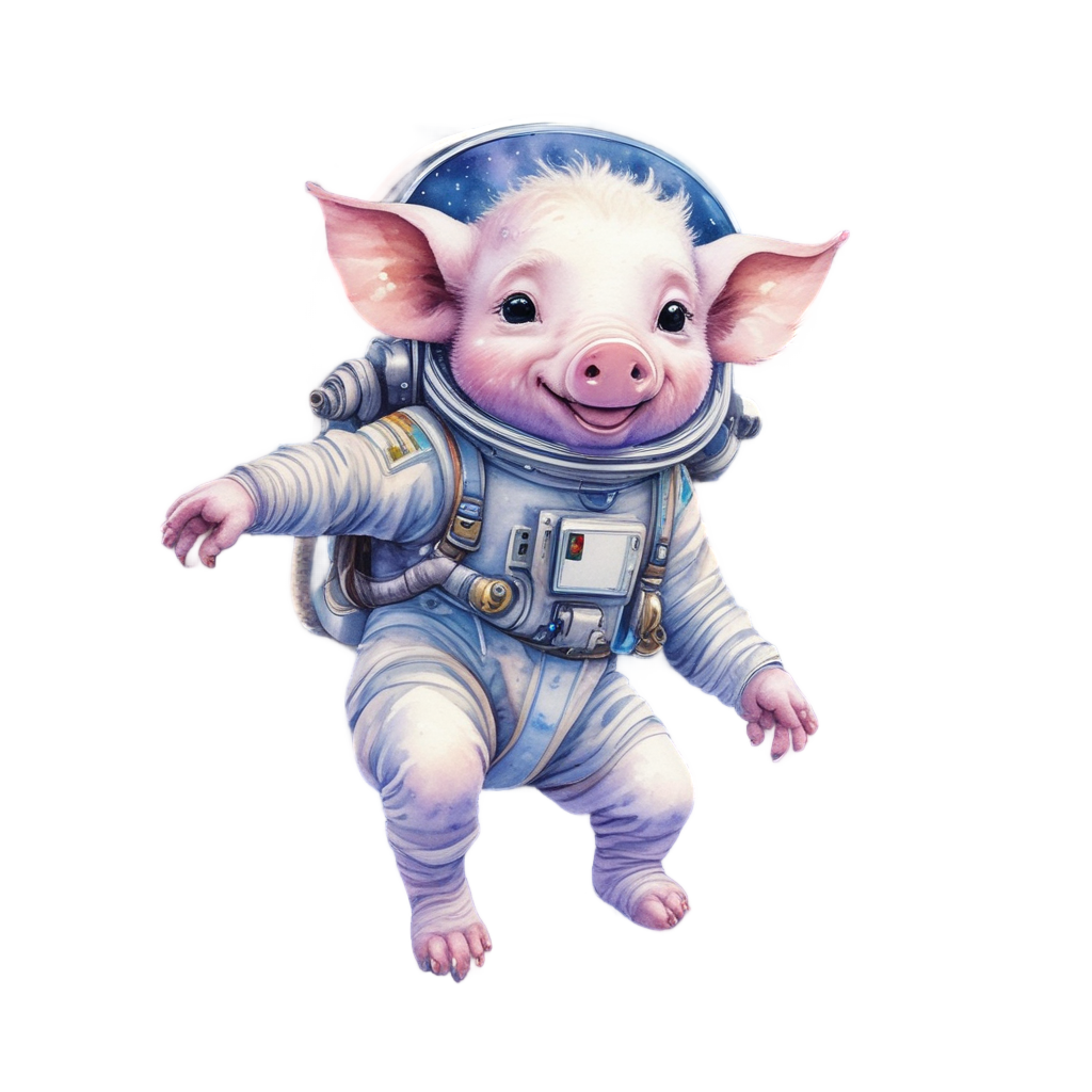 Piglet Astronaut Floating Starry — farm nursery stickers