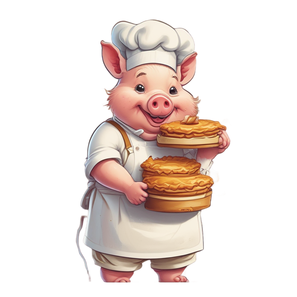 Piglet Chef with Pie — farm nursery stickers