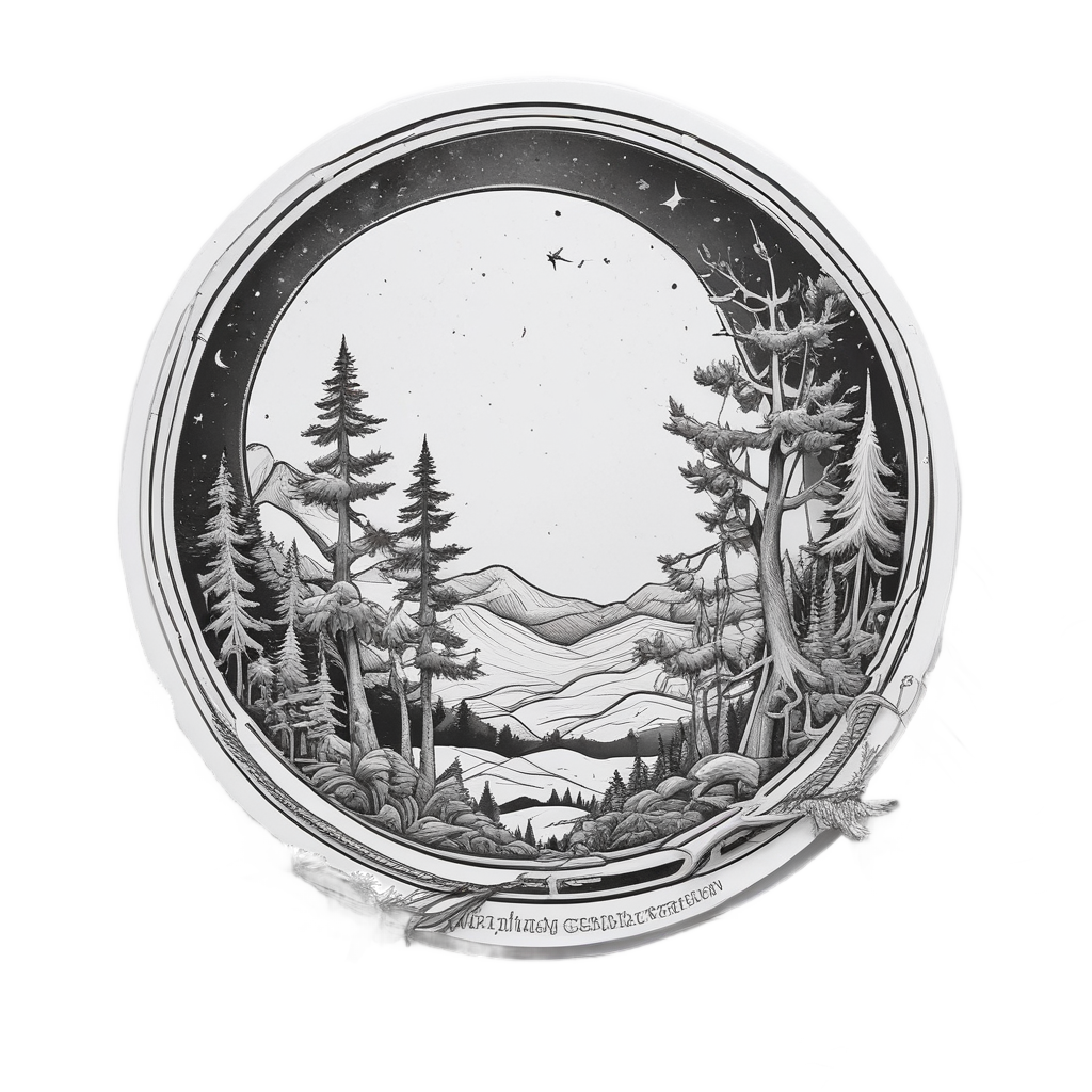 Pine and Compass Moon — moon stickers