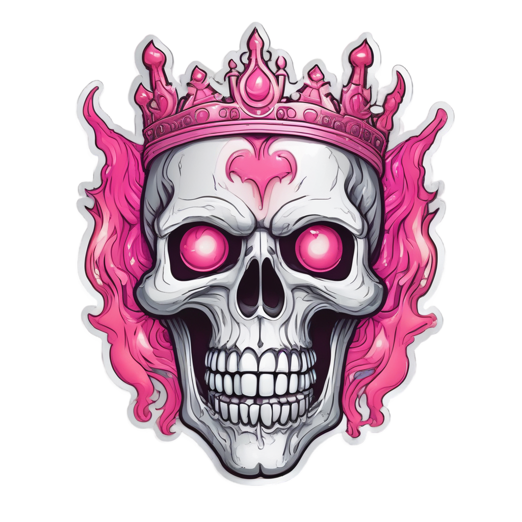 Pink Chrome Heart — biker & chrome skull stickers