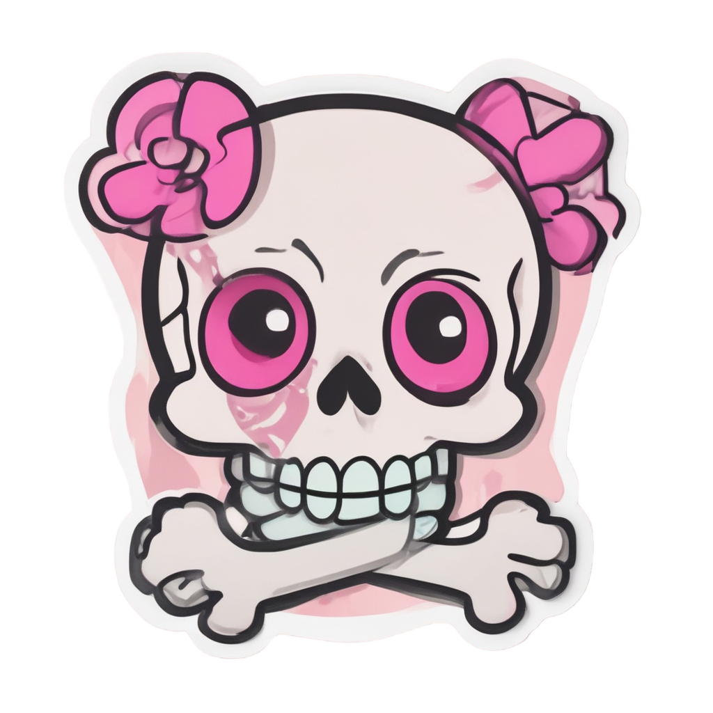 Pink Poison Love — skull & crossbones stickers