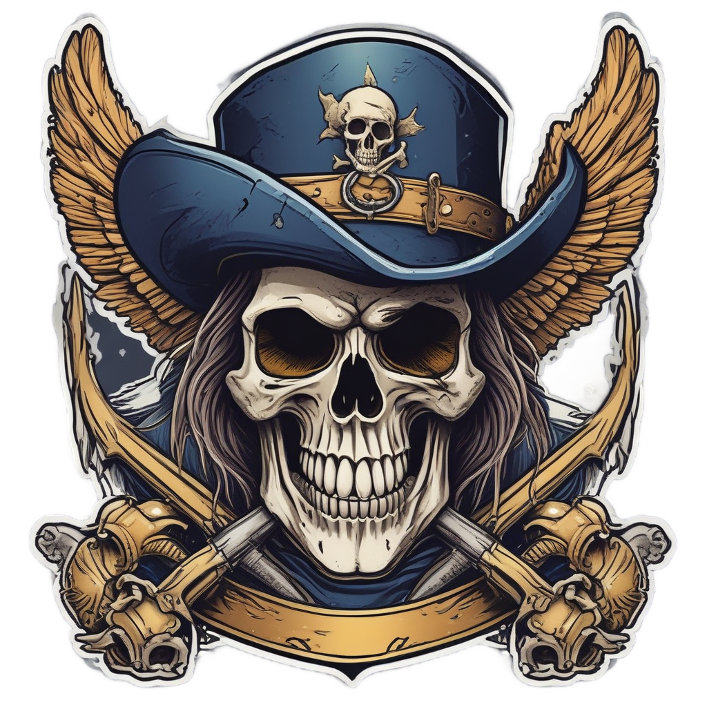 Pirate Chrome Buccaneer — biker & chrome skull stickers