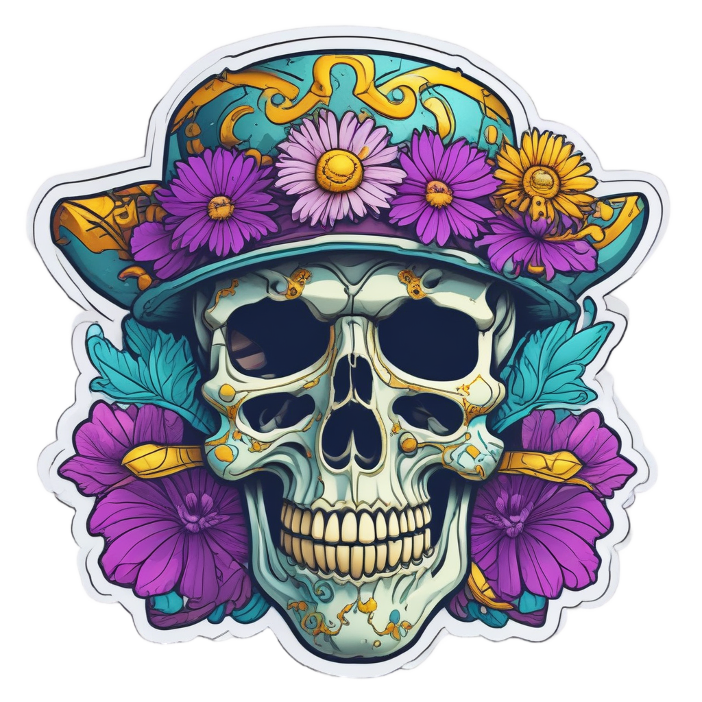 Pirate Daisy Skull — floral skull stickers