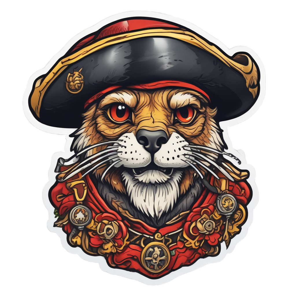 Pirate Otter Captain — wildlife stickers