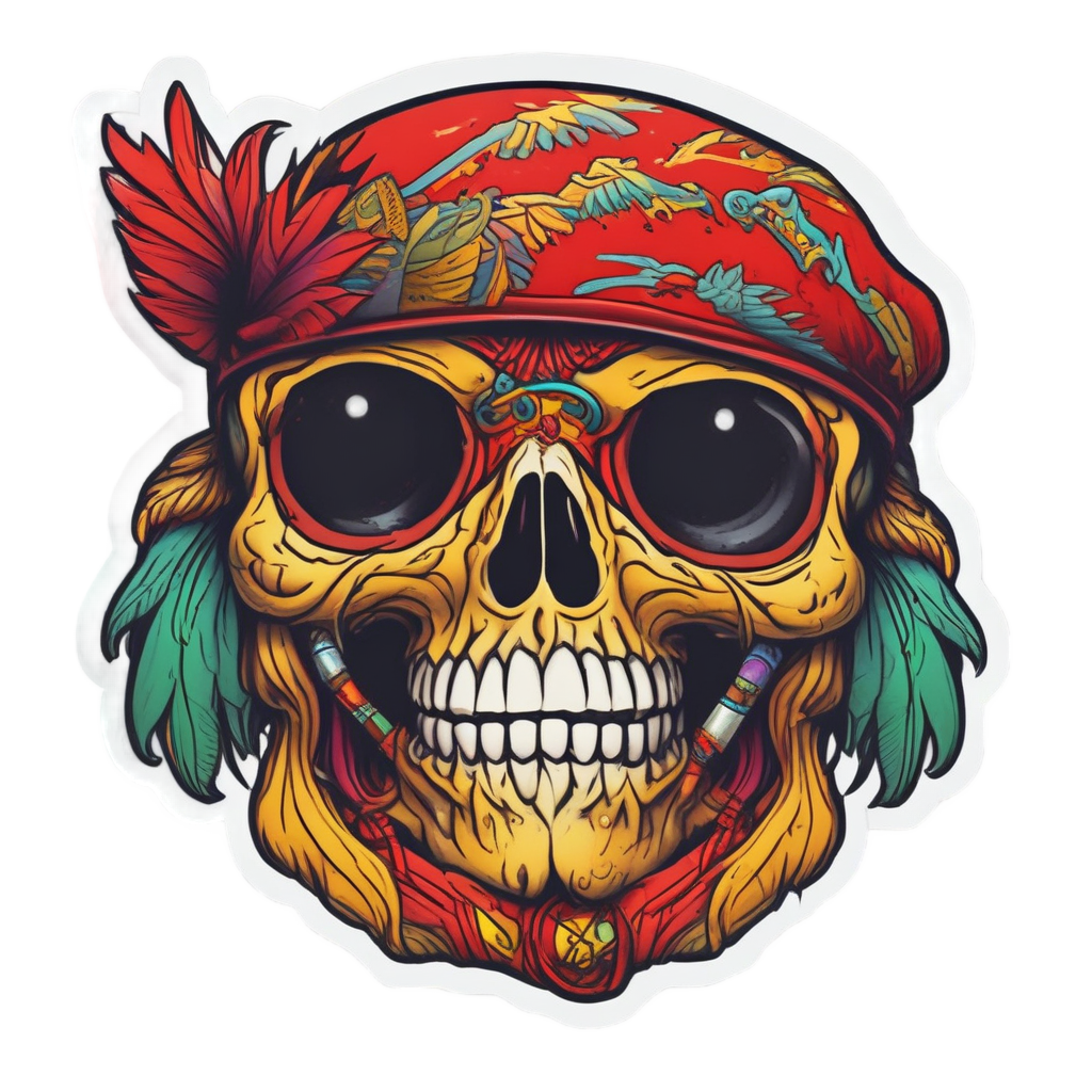 Pirate Parrot Skull — skull & crossbones stickers