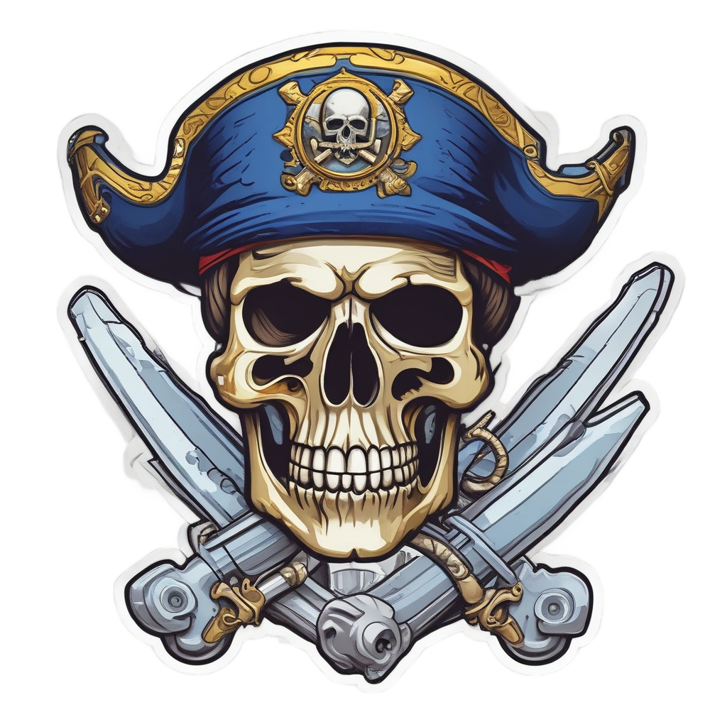 Pirate Piston Skull — spooky stickers