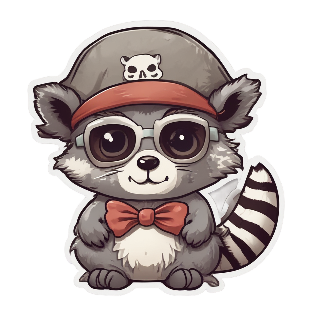 Pirate Raccoon with Treasure Map — wildlife stickers