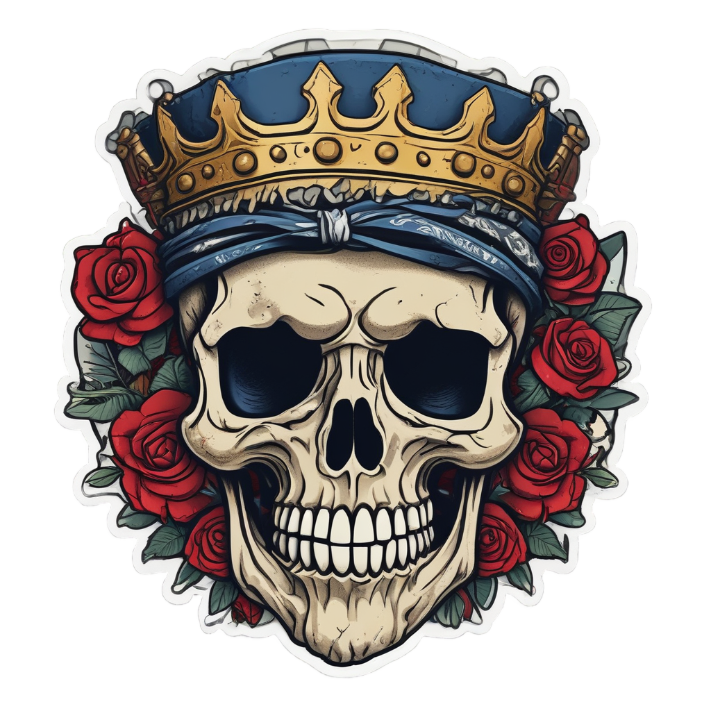 Pirate Rose Crown Skull — floral skull stickers