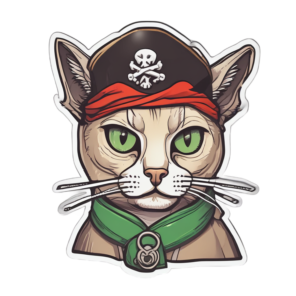Pirate Siamese with Patch — cats stickers