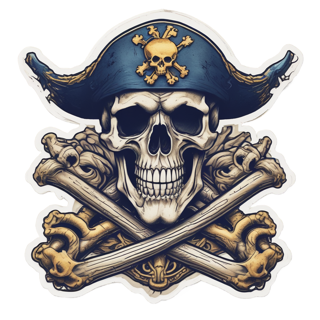 Pirate Skull with Cutlass — skull & crossbones stickers