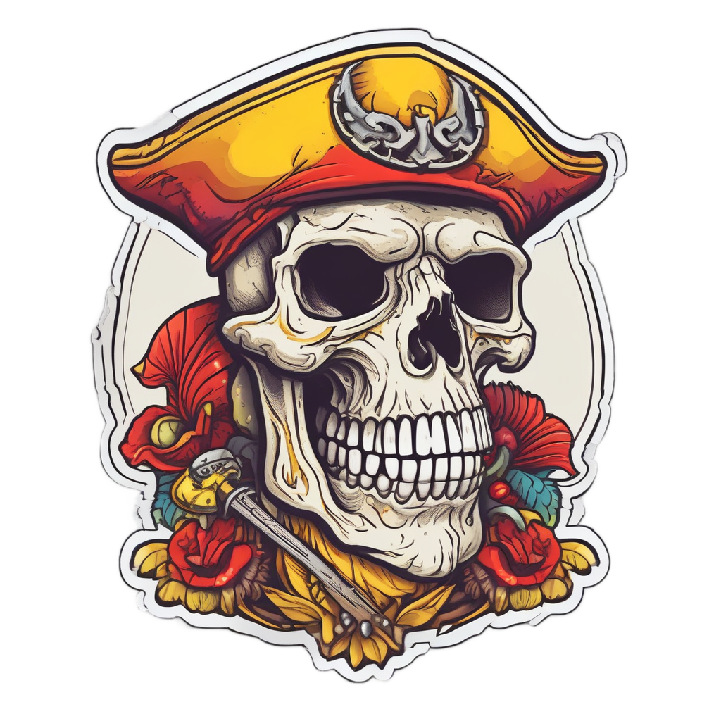 Pirate Skull with Parrot — spooky stickers