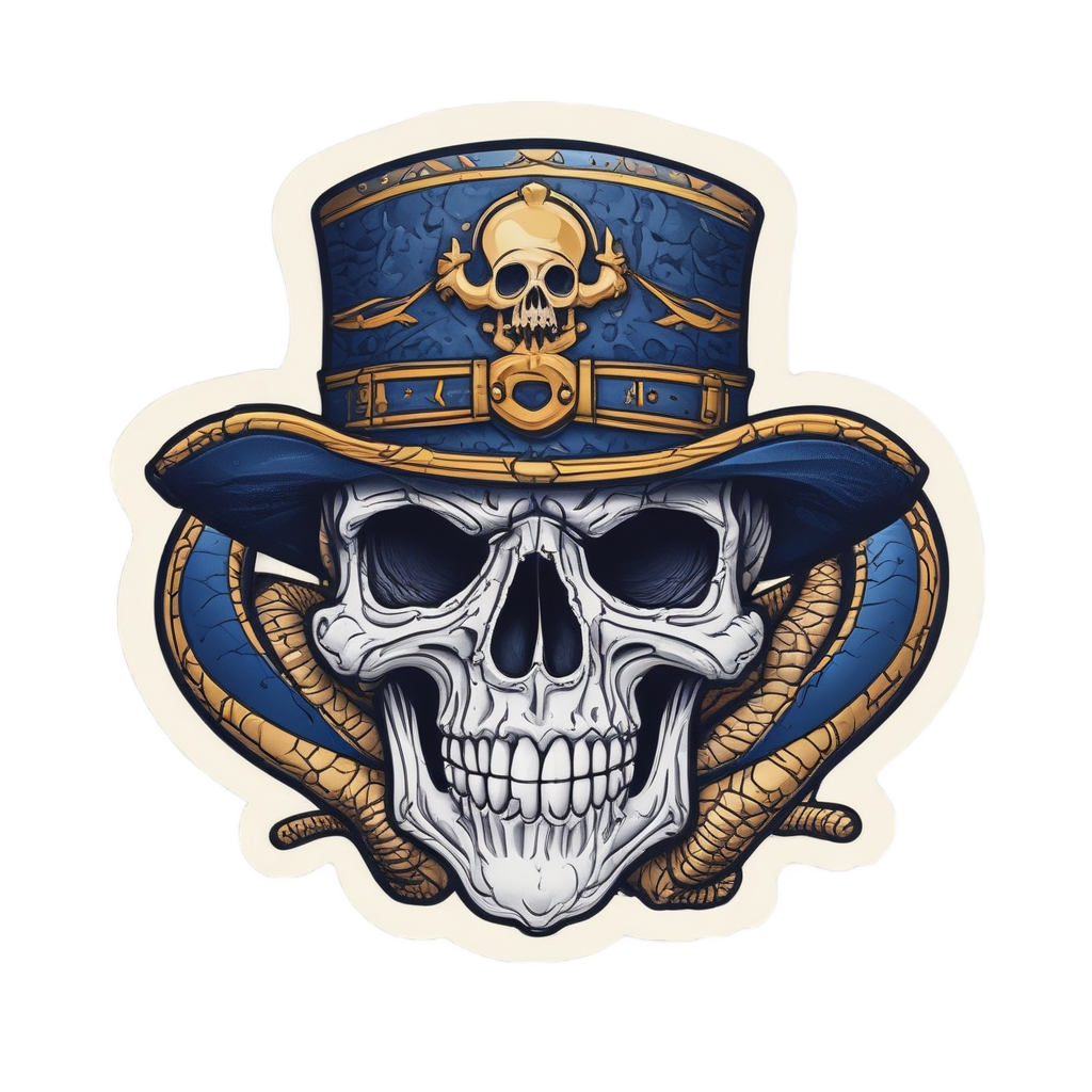 Pirate Snake Skull — line-art skull stickers