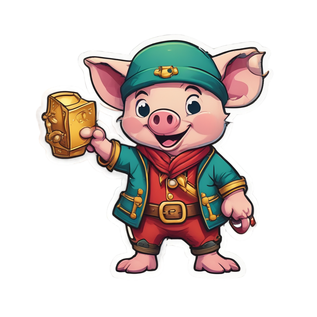 Pirate Treasure Piglet — farm nursery stickers