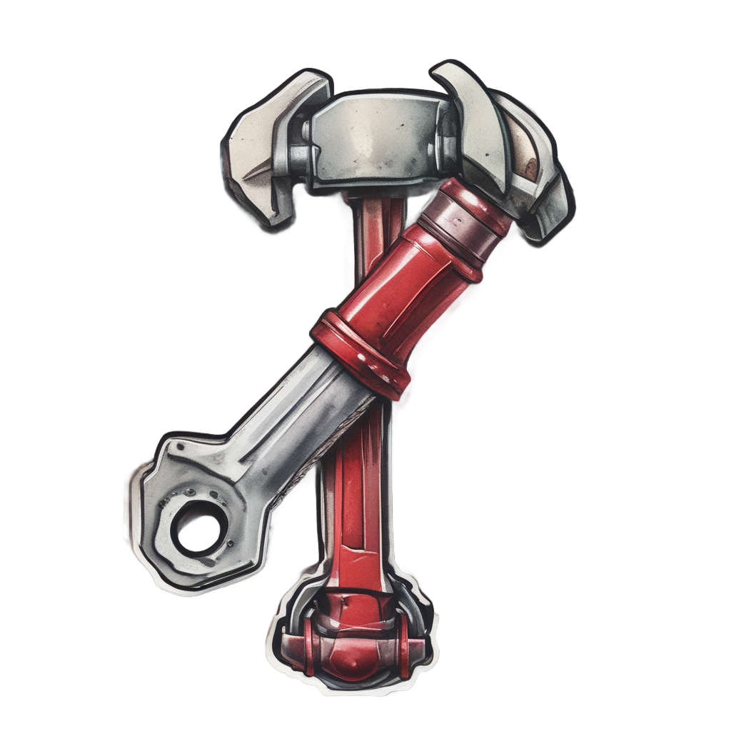 Piston and Wrench Duo — garage stickers