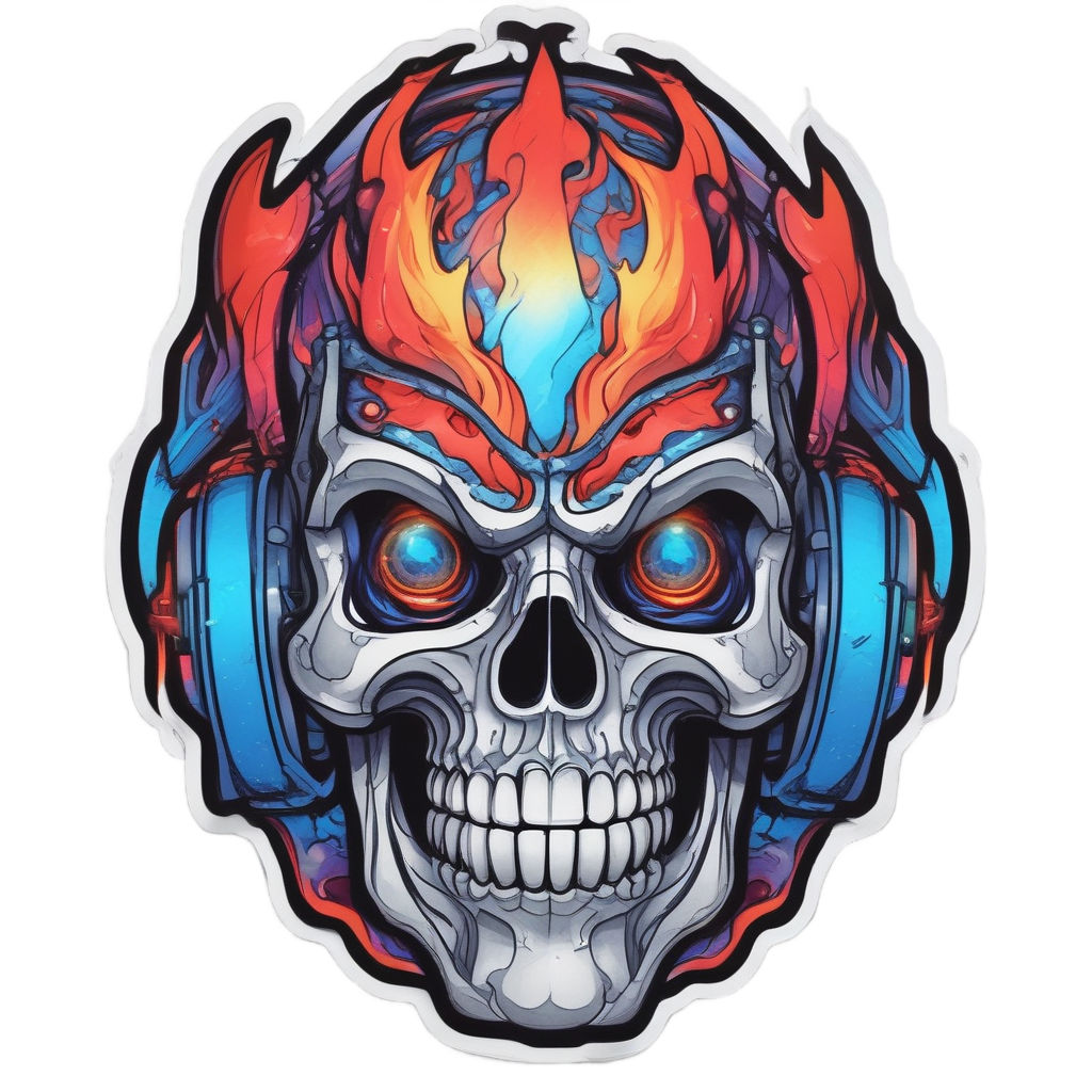 Piston Flame Rider — biker & chrome skull stickers