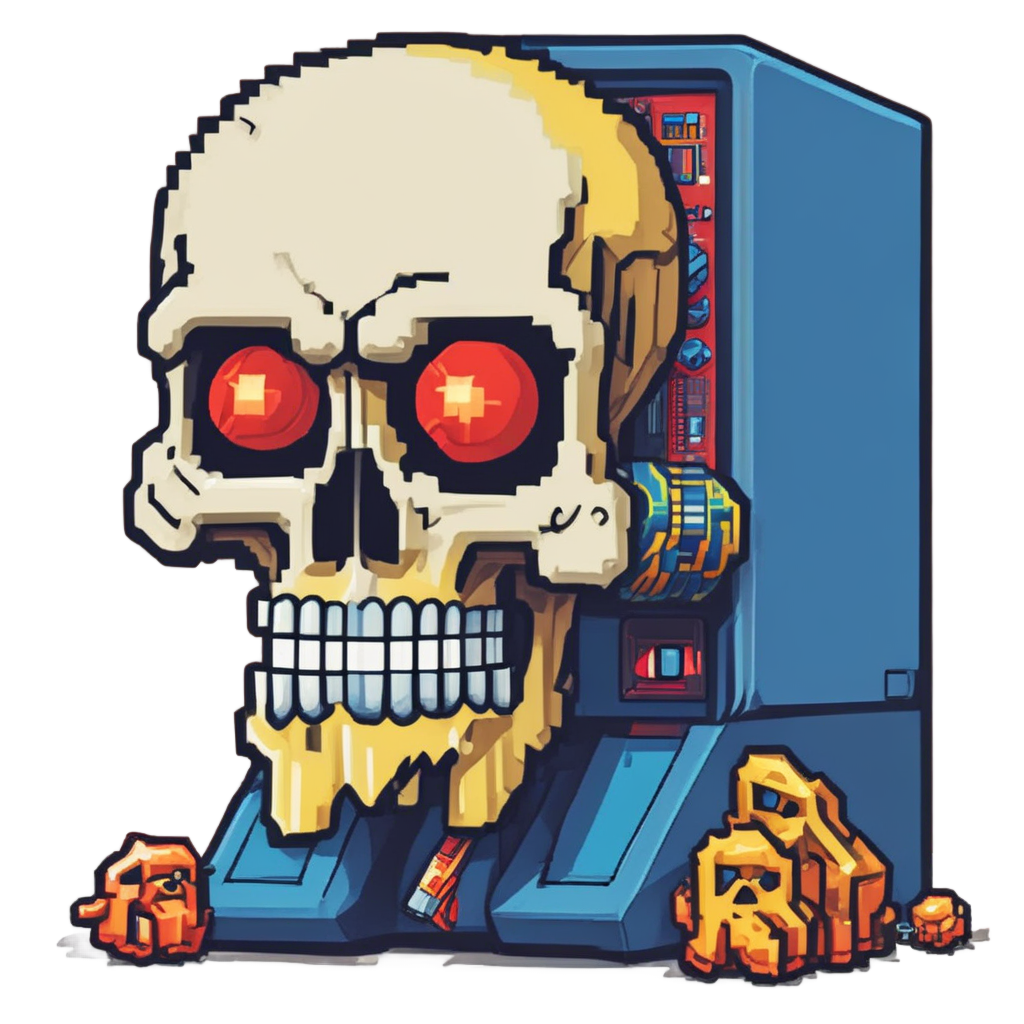 Pixel Arcade Skull — minimal skull stickers