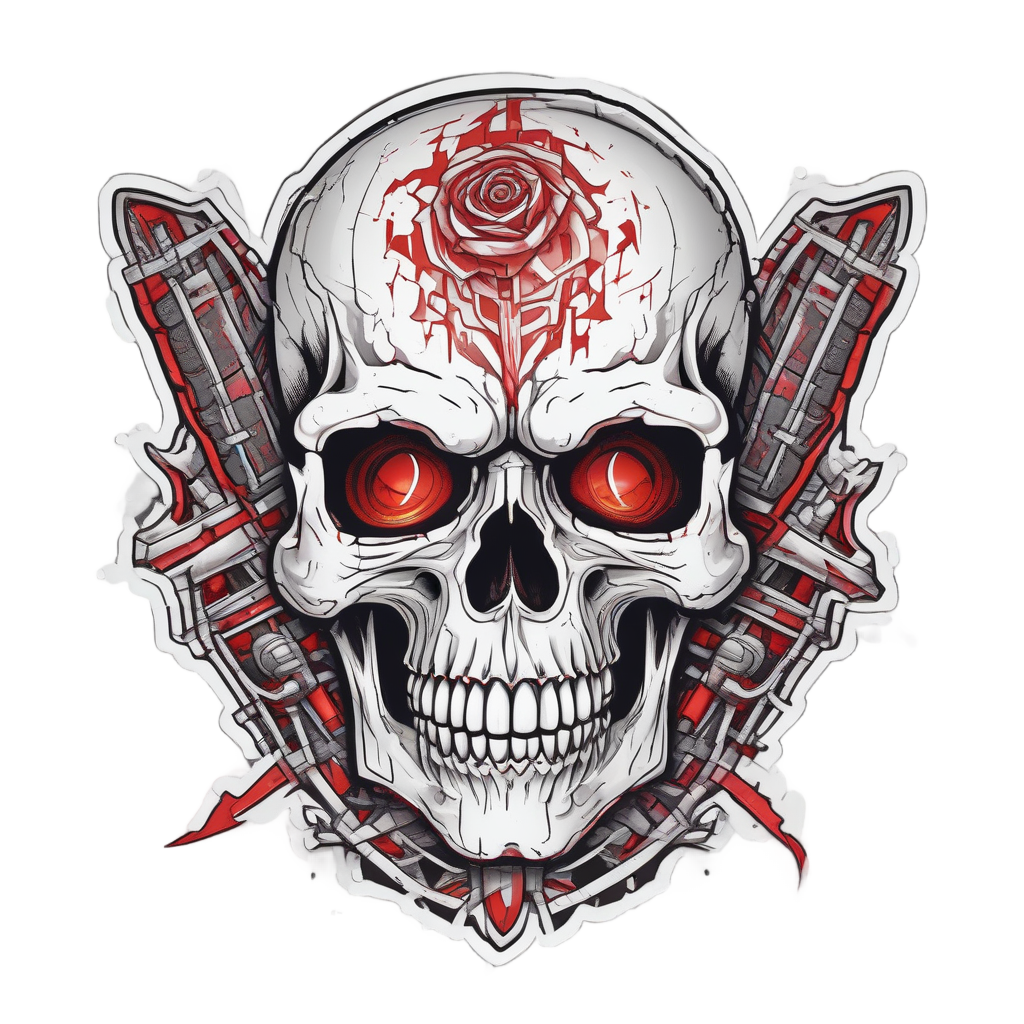 Pixel Dagger Skull — neon cyber skull stickers