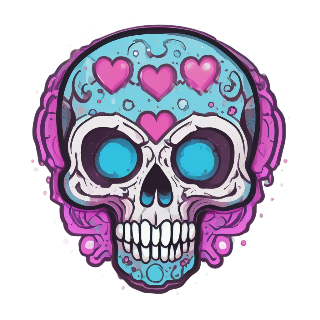 Pixel Heart Skull — minimal skull stickers