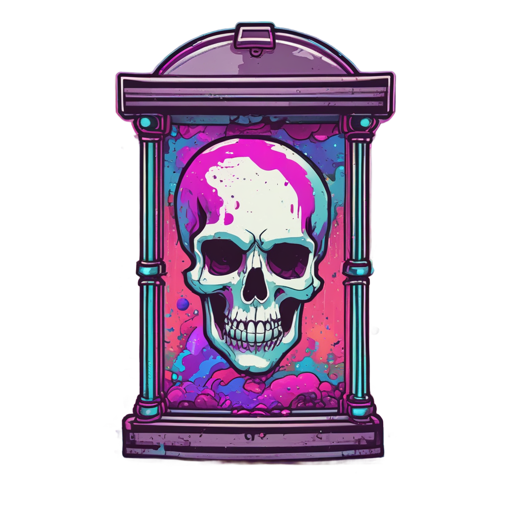 Pixel Neon Skull Fall — reaper skull stickers
