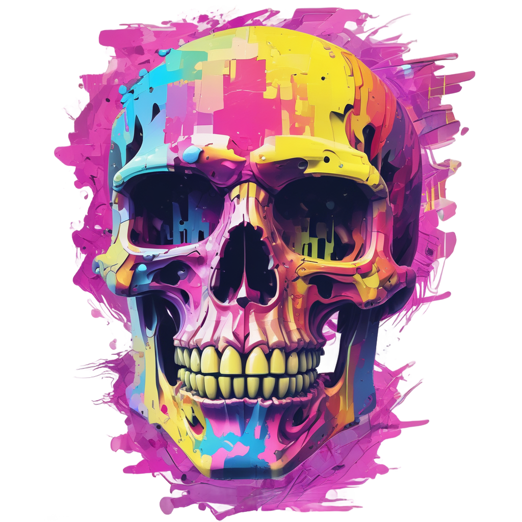 Pixel Skull Glitch — minimal skull stickers