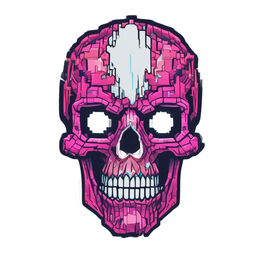 Pixelated Firestorm Retro Skull — flaming skull stickers