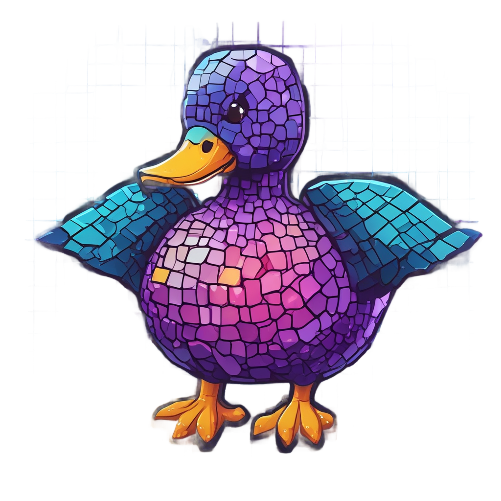 Pixelated Neon Duck — farm animals stickers