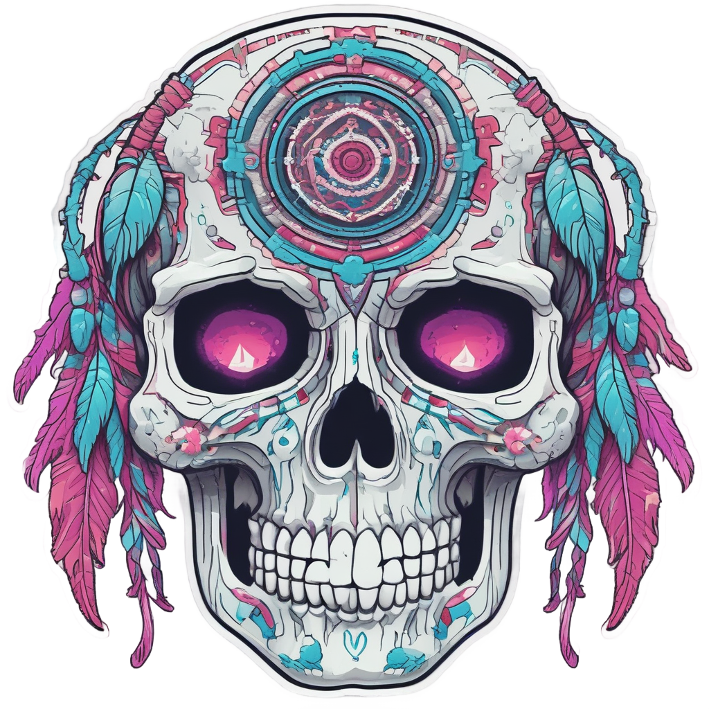 Pixelated Sugar Skull — boho skull stickers