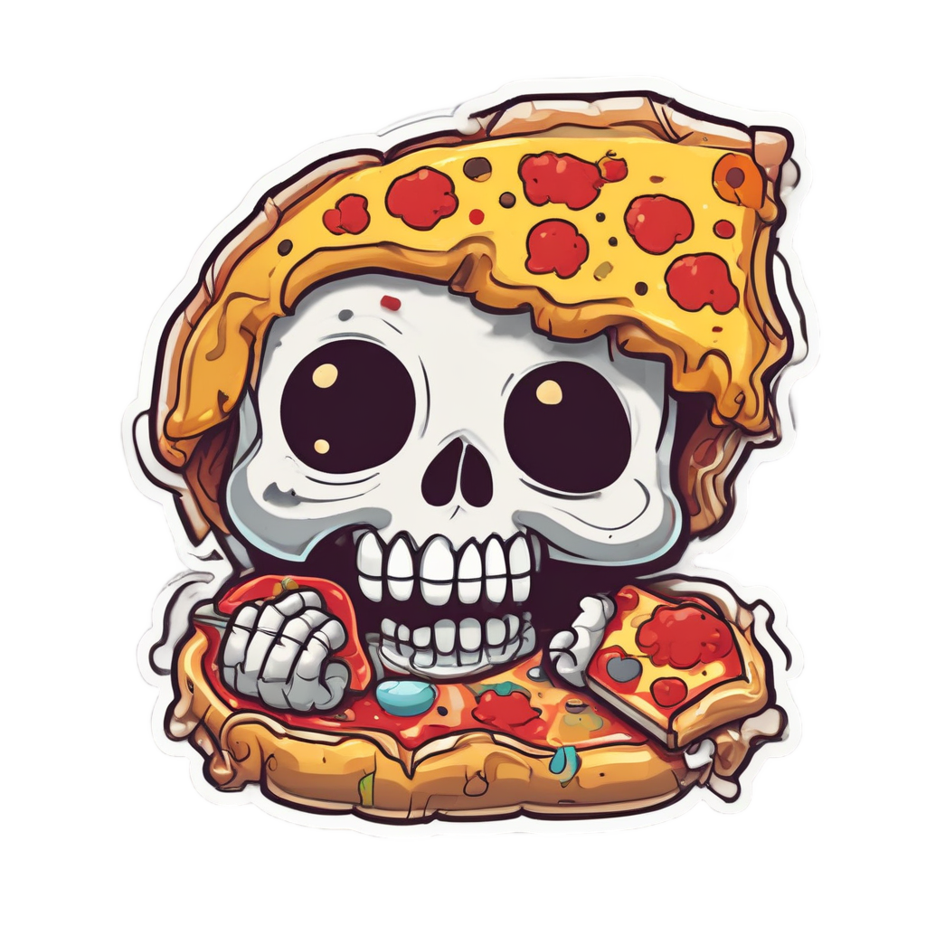 Pizza Loving Molten Skull — food & drink stickers
