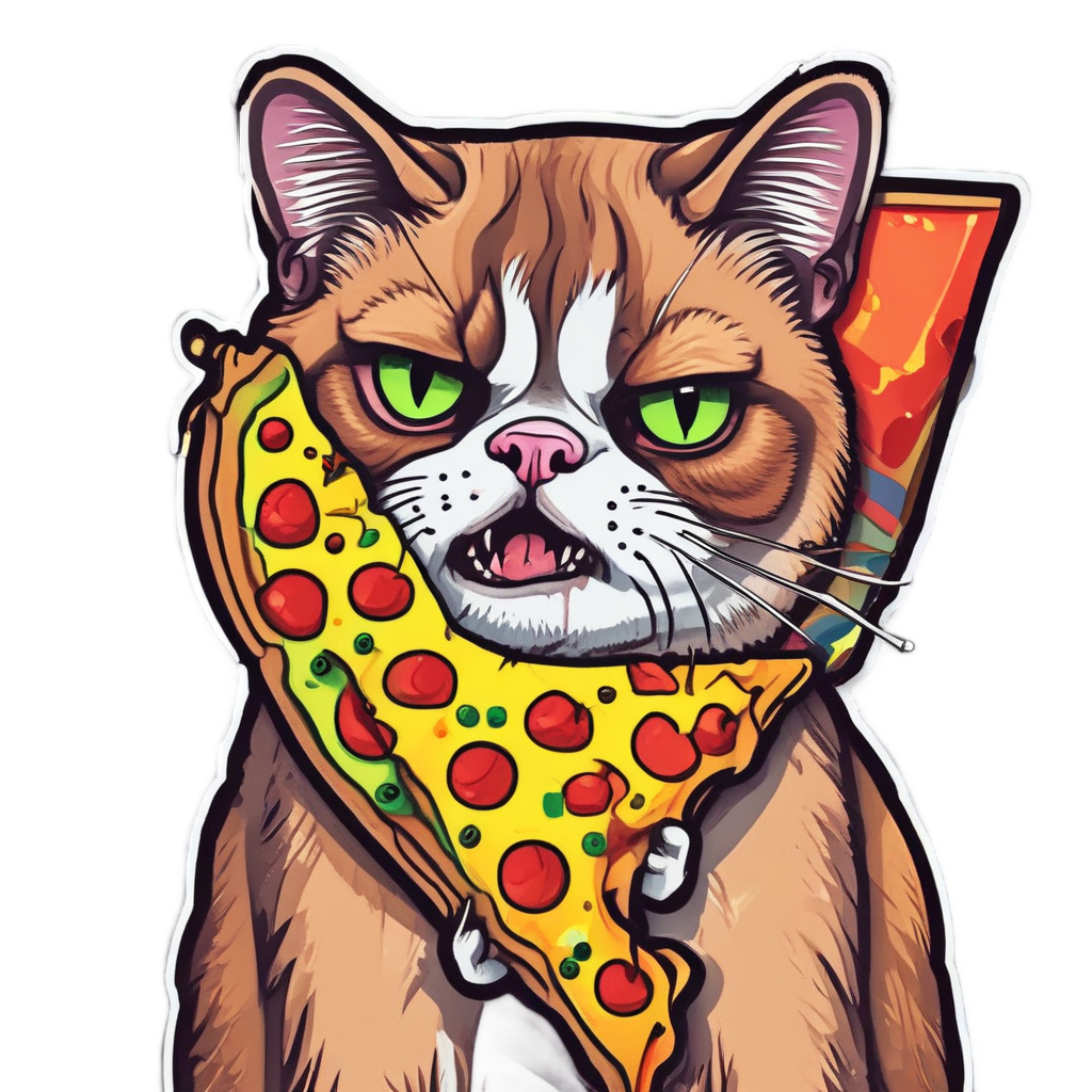 Pizza Slice, Grumpy Ice — cats stickers