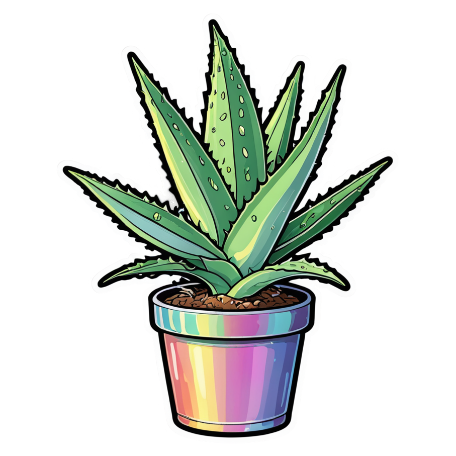 Aloe Friend (holographic) — plant stickers