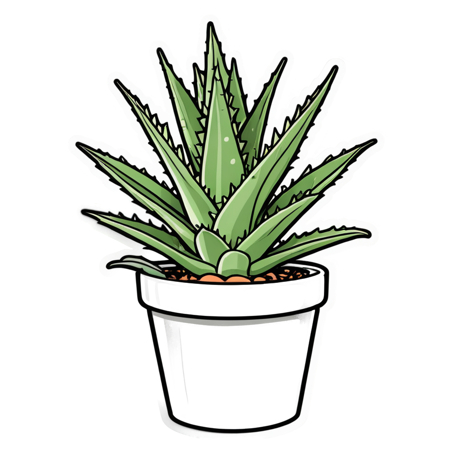 Aloe Friend (lineart) — plant stickers